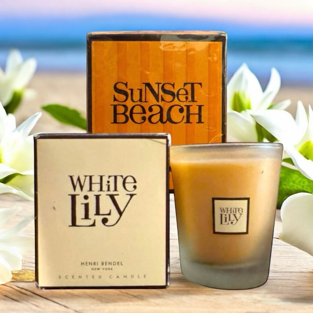 🆕💕Henri Bendel Scented Candles WHITE LILY & SUNSET BEACH 10oz  RARE DISCONTINUED